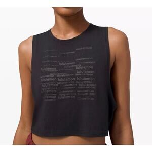 Lululemon Muscle Love Crop Tank Monogram Black Size 6 EUC